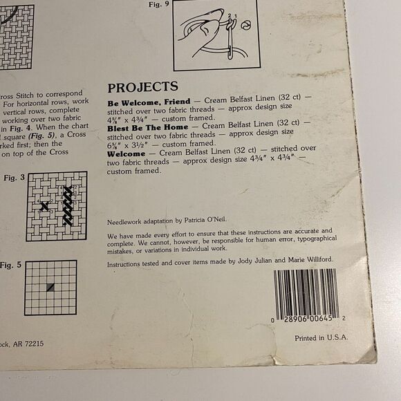 VTG 1988 Leisure Arts Be Welcome Friend Leaflet 645 Counted Cross Stitch Chart - Picture 9 of 11